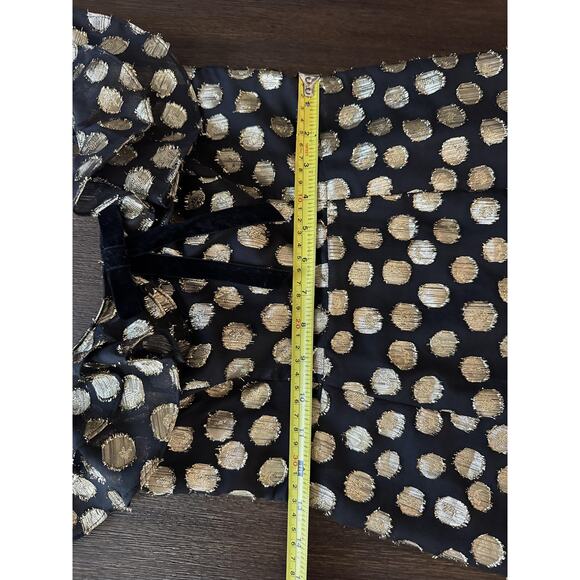 For Love & Lemons Dress Black Gold Metallic Polka Dot Ruffle Party Small - Picture 8 of 12